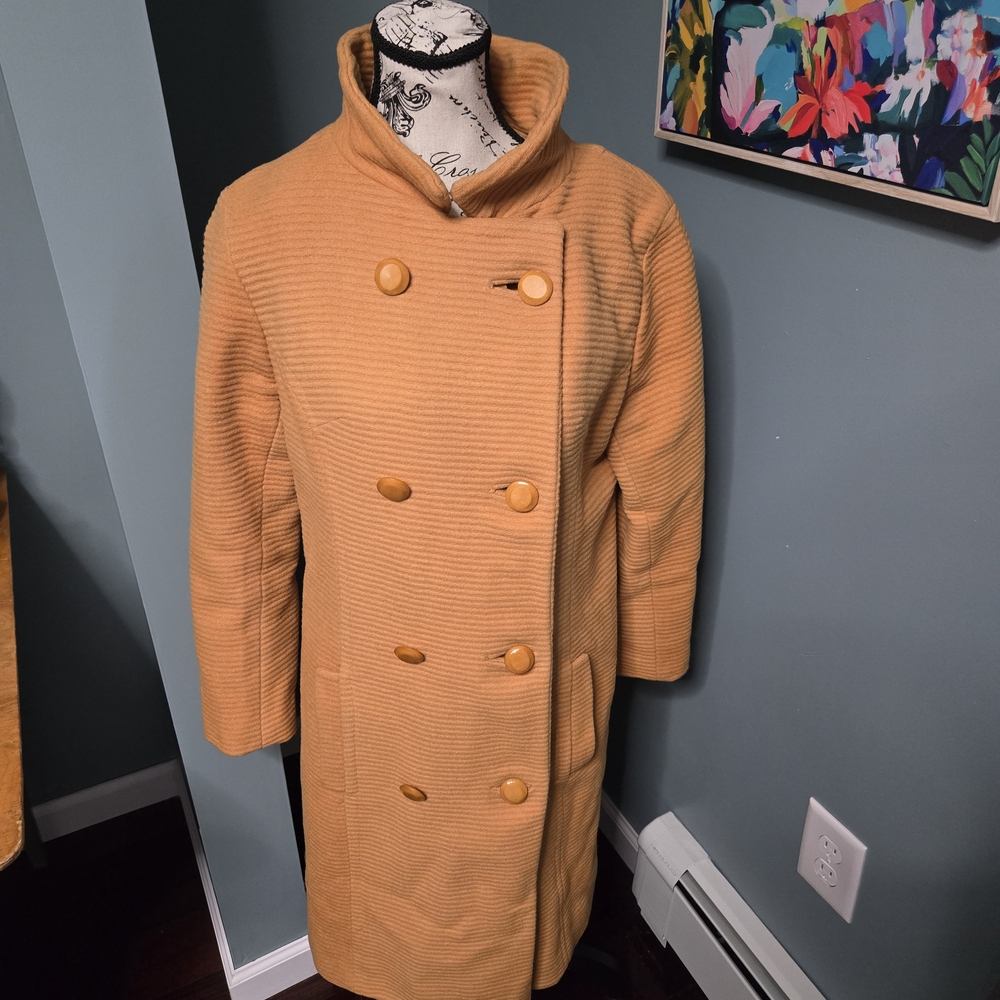 Vogue Double-Breasted Mustard Pea Coat